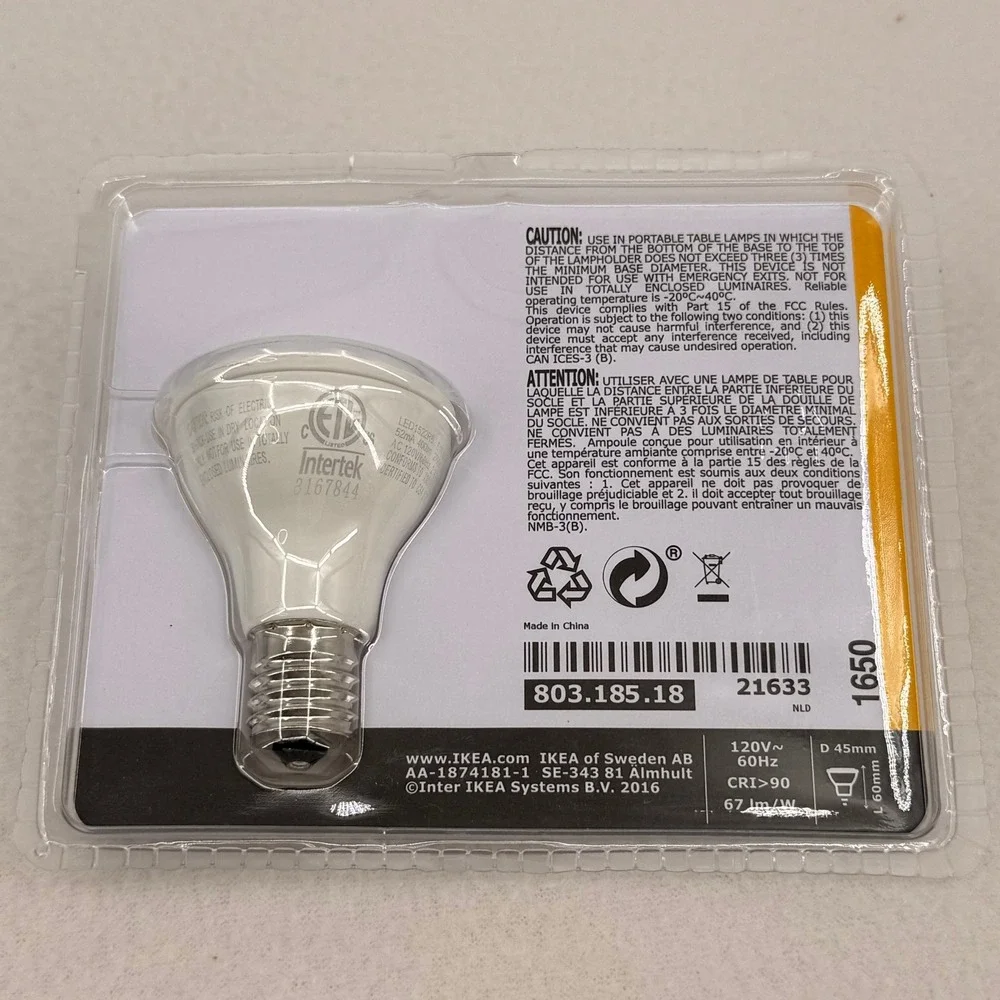 IKEA LEDARE LED Bulb 400lm 6W 2700K E17 Dimmable Warm White LED1522R6 803.185.18
